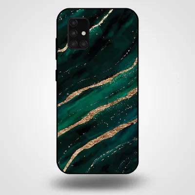 Productafbeelding van Smartphonica telefoonhoesje voor Samsung Galaxy A71 5G met marmerprint - TPU achterkant, marmerdesign - Groen, goud