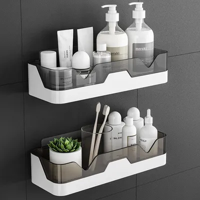 Produktbild von Set mit 2 Duschablagen, Duschkorb ohne Bohren, Wandmontierte Duschorganizer-Aufbewahrungskörbe für Bad/Küche