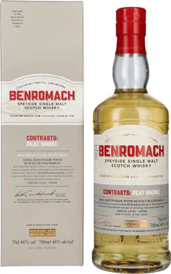 Produktbild von Benromach PEAT SMOKE Speyside Single Malt 2014 46% Vol. 0,7l in Geschenkbox