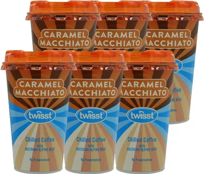 Zdjęcie produktu dla Twisst Caramel Macchiato Cup z kremowym mlekiem alpejskim 230 ml, opakowanie 6 sztuk