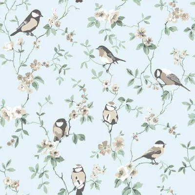 Immagine prodotto di Carta da parati Borastapeter fiori e uccelli grigio blu - 660391 - 53 cm x 10,05 m