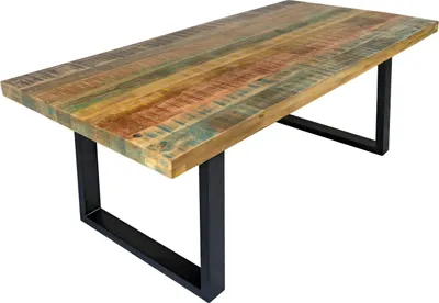 Produktbild von Esstisch Mango massiv vielfarbig gerade Kanten U-Gestell schwarz 160 x 85 cm LIBRO