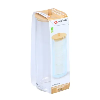Immagine prodotto di Contenitore per cosmetici Alpina in bambù, Alpina Cosmetics: porta-batuffoli di cotone 18,2 x 7,7 cm