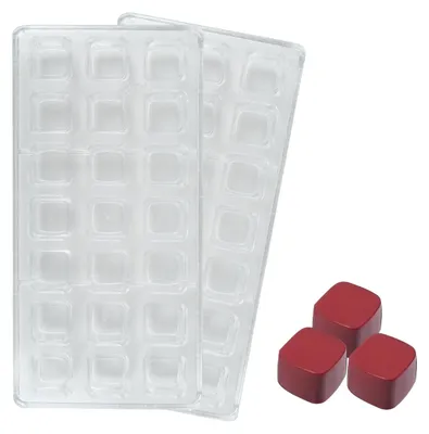 Pralinenform, 21 Mulden, Polycarbonat, 14,5x28x2,5 cm, transparent