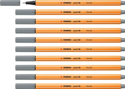Produktbild von STABILO Fineliner - point 88 - 10er Pack - mittelgrau