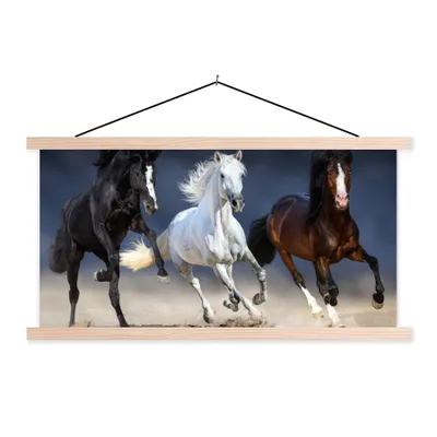Produktbild von MuchoWow® Textilposter Pferde - Tiere - Sand 120x60 cm mit holzfarbenen Rahmen - Klemmleiste