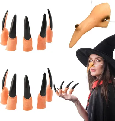 Productafbeelding van Halloween heksenneus met heksenvinger - Heksenaccessoires - Heksen - Lange