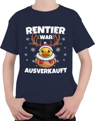 Produktbild von Rentier War t Ente Elch Lustig - Weihnachten Xmas Christmas Uni Kinder T-Shirt, Navy, 152