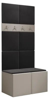 Produktbild von MIRJAN24 Garderoben-Set Orion IV, Garderobe mit Sitzbank mit 8 x Wandpanel 42x42 (Farbe: Cashmere, Polo 897)