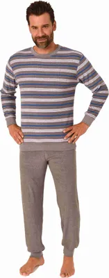 Produktbild von Edler Herren Frottee Pyjama Schlafanzug mit Bündchen - auch in Übergrössen - 222 13 802 ; grau , 56