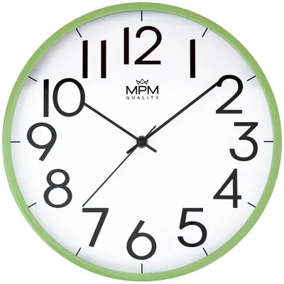 Obrázek produktu pro MPM-Quality C – Nástěnné kulaté hodiny plastové, quartz strojek, zelené, průměr 30 cm, arabské číslice