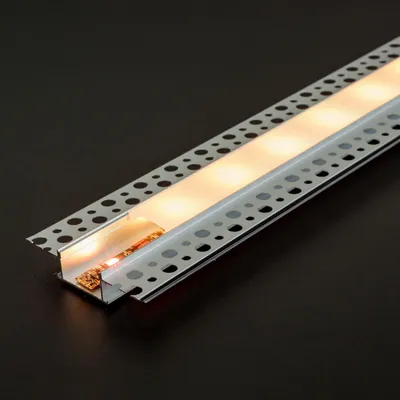 Image de Barrette d'éclairage LED en aluminium – adaptée pour les murs en plâtre, installation dans des plaques de plâtre – 1000 × 61 × 13 mm, 1 pièce [41025A1], Image générée par une IA