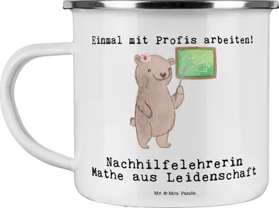 Produktbild von Mr. & Mrs. Panda Pott Nachhilfelehrerin Mathe Leidenschaft - Weiß - Geschenk, Nachhilfe, Lustig, Teetasse, Spruch, Mathematik, Haferl, Motivtasse, Witzig, Emaille Tasse