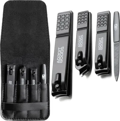 Produktbild von AdroitGoods 4 Stück Luxus-Nagelknipser-Set - mit Feile & Lederetui - Pediküre - Maniküre-Set