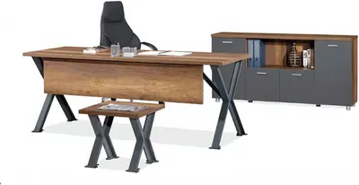Produktbild von Arbeitszimmer Set Schreibtisch X-Tischbeine mit Couchtisch Sideboard