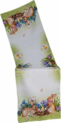 Produktbild von Tischdecke Tischläufer Druck Osterhase Osternest Ostern 40 x 140 cm