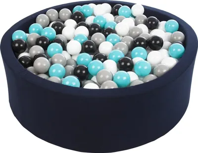 Produktbild von Bällebad Spielplatz + 450 marineblaue Bälle schwarz, weiß, grau, türkis