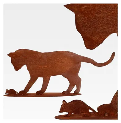 Produktbild von Katze 25 cm - Wetterfeste Gartendekoration, Tierfigur aus Metall, Rostige Deko für den Garten
