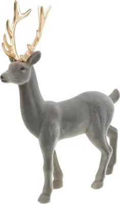 Produktbild von Deko Hirsch Rentier Figur Grau Gold Geweih Tischdeko Weihnachten H37cm