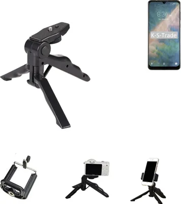 Produktbild von K-S-Trade Stativ Tisch-Ständer Dreibein Handy-Stativ Ständer kompatibel mit ZTE Blade 10 Prime Mini-Stativ Smartphone Tripod Handy-Stativ aus