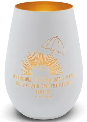Produktbild von Mr. & Mrs. Panda Kerzenhalter Seeigel - Weiß - Geschenk, Windlicht Teelicht, Glas, Laterne, Leben, Selbstakzeptanz, Lebe, Meer, Achtsamkeit, Teelichthalter, Selbstliebe