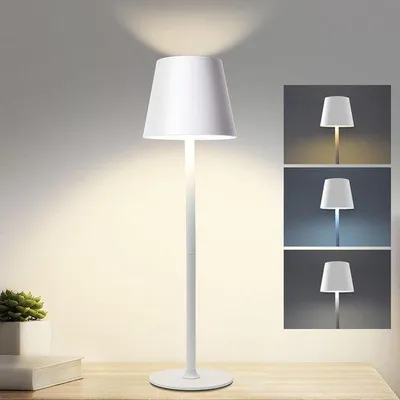 Zdjęcie produktu dla Bezprzewodowa lampka nocna - biała - Ładowalna lampka stołowa LED z baterią 5200 mAh - do sypialni i użytku zewnętrznego