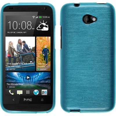 Produktbild von PhoneNatic Case kompatibel mit HTC Desire 601 - blau Silikon Hülle brushed + 2 Schutzfolien