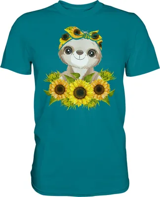 Produktbild von Faultier Sonnenblumen T-Shirt Garten Motiv Gärtner Geschenk – Diva Blue / M