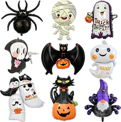 Obrázok produktu pre Sada 9 fóliových balónov na Halloween, s motívmi strašidiel, na dekoráciu