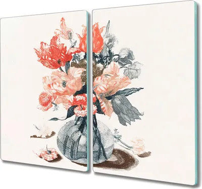 Produktbild von Coloray Schneidebrett Herdabdeckplatte 2x30x52 cm Kochplattenabdeckung Hackbrett Küchenbrett - Blumen pflanzen