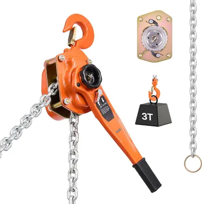 Produktbild von SucceBuy Hebelzug mit 3 Tonnen Tragkraft, Handkettenzug mit 3 m Hubhöhe, robuste G80-Stahlkette und mechanischer Doppelsperrklinkenbremse, 360° drehbare Haken, ideal für Lager, Bauprojekte und Werkstätten