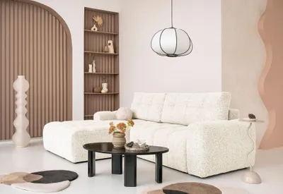 Produktbild von MIUFORM Lulu Ecksofa mit Bettfunktion und Bettkasten L-FORM LINKS– 236 x 184 cm - Beige - Sofa Schlafsofa Couch Modulsofa