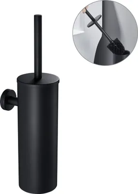 Produktbild von Auralum Edelstahl Toilettenbürste WC-Bürstenhalter Garnitur Wandhalter Bürste Klobürste mit Wandbefestigung, Schwarz