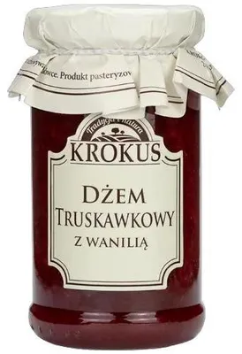 Produktbild von Erdbeermarmelade mit Vanille, zuckerreduziert, glutenfrei, 235 g – KROKUS