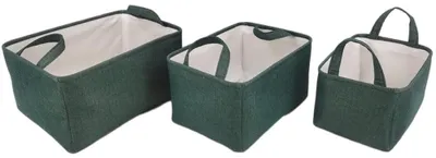 Immagine prodotto di Solidchoice - Set di 3 cesti portaoggetti in tessuto con maniglie, colore verde