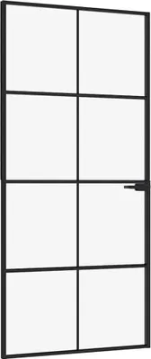 Obrázok produktu pre interiérové dvere vidaXL čierne 93x201,5 cm tvrdené sklo a hliník Slim