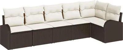 Immagine prodotto di Set divano da giardino vidaXL, 6 pezzi, marrone, in polyrattan