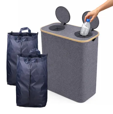 Zdjęcie produktu dla Relaxdays 4052025848958, 170 l, Prostokątny, Bambusowy, Włókno szklane, Tkanina, Plastik, Poliester, Czarny, 570 mm, 370 mm