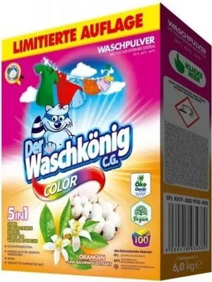 Obrázok produktu pre Waschkönig Oranžový a Bavlnený Extrakt Prášok na Pranie Farieb, 6kg