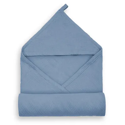 Produktbild von DOLCE SONNO Musselin Kapuzenhandtuch für Babys – 80x85 cm – 100% Baumwolle – Jeans