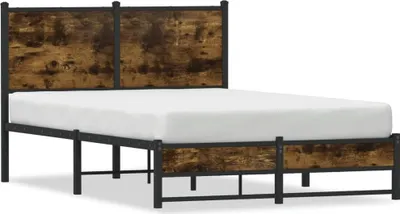 Obrázek produktu pro vidaXL Kovová postel bez matrace, kouřový dub 120x200 cm