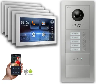 Produktbild von Goliath IP Video Türsprechanlage: 10-Zoll 5 Familienhaus, Anzeige, Silber : 10 Zoll Weiß : Aufputz Dose Monitor Farbe: 10 Zoll Weiß Montage: Aufputz Dose