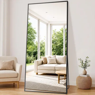 Immagine prodotto di Specchio a figura intera, 218x100 cm, rettangolare, nero, in alluminio, anti-scheggia