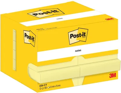 Produktbild von Post-it-memoBlok 3m post-it 656 51x76mm Gelb | Box A 12 Stück | 16 Stücke