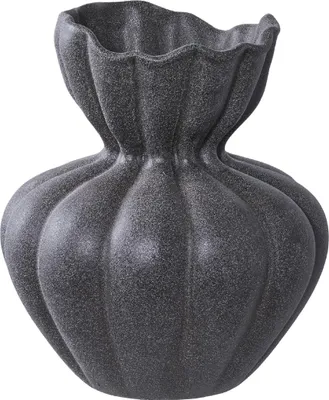 Immagine prodotto di QUVIO Vaso - Nero - Vetroceramica - Vaso per fiori di tendenza ed elegante - Design scandinavo e minimalista - Perfetto per fiori secchi e decorazioni - Si adatta a interni moderni e industriali