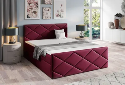 Produktbild von Bett mit Matratze und Lattenrost HALKA – 140x200, rot 1 + ER Topper