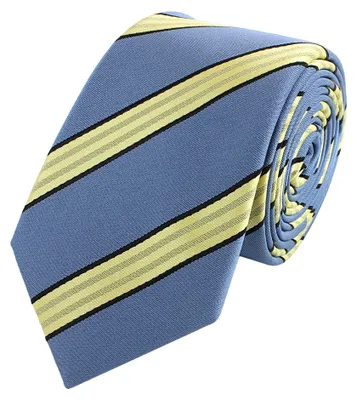 Produktbild von Fabio Farini - 1 Stück Herren Krawatte Blautöne - verschiedene Blaue Männer Schlips in 6cm Schmal (6cm), Blau Gelb - Glacier Blue/Creamed Butter/Black