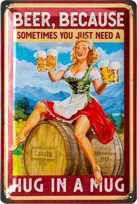 Metallenes Bierbord, 30,5 x 20,3 cm, Vintage, Retro, Wanddeko