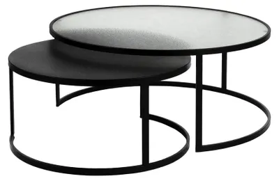 Obrázok produktu pre Pomax Claudia, set dvoch konferenčných stolíkov, čierna farba, priemer 60/80 cm, výška 30/35 cm