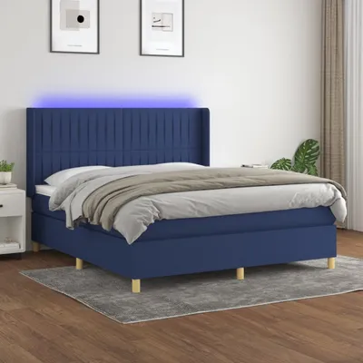 Produktbild von Boxspringbett mit Matratze & LED Blau 160x200 cm Stoff